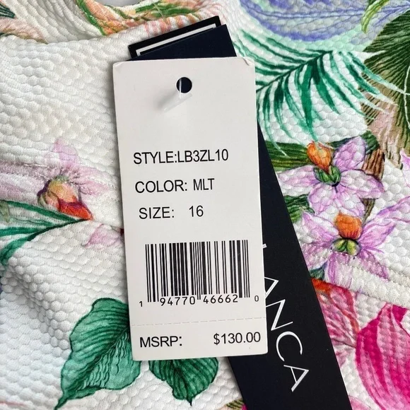 LA BLANCA Mystic Palms Cutout One Shoulder One-Piece Swimsuit Size 16 NWT - Picture 6 of 7